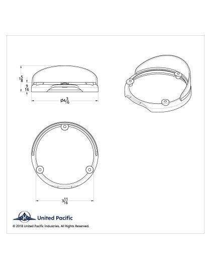 Round Double Face Light Bezel With Visor For Lights Mounted Upside Down - Fits 38113 Series | Part Number: 32124