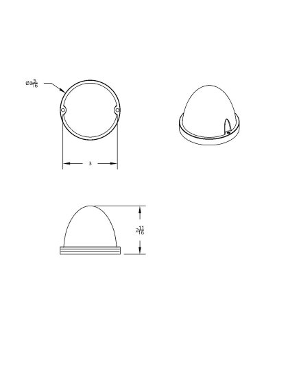 17 LED Reflector Watermelon Flush Mount Kit With Low Profile Bezel - Amber LED/Amber Lens | Part Number: 39676