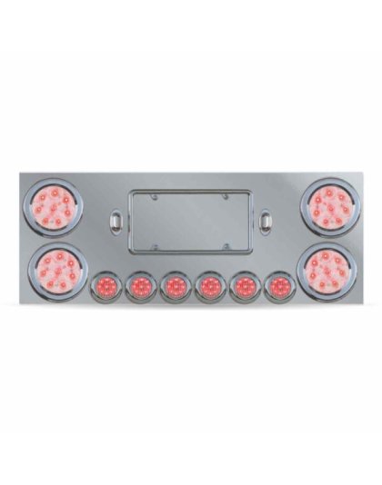 LED Rear Center Panel – 4″ &amp; 2″ LEDs (Clear Lens) | Stainless Steel | Part Number: TU-9001LC