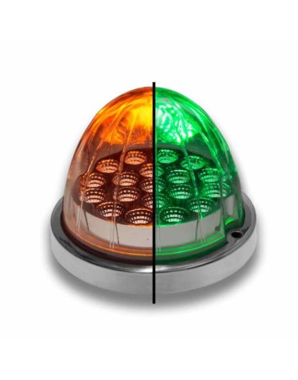 Amber Clearance &amp; Marker to Green Auxiliary Watermelon LED Light – 19 Diodes | Part Number: TLED-WXAG