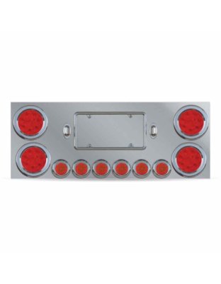 LED Rear Center Panel – 4″ &amp; 2″ LEDs (Red Lens) | Stainless Steel | Part Number: TU-9001L