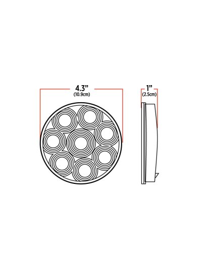 4″ Clear Lens Red LED Stop, Turn &amp; Tail Round - 8 Diodes | Part Number: TLED-48CR