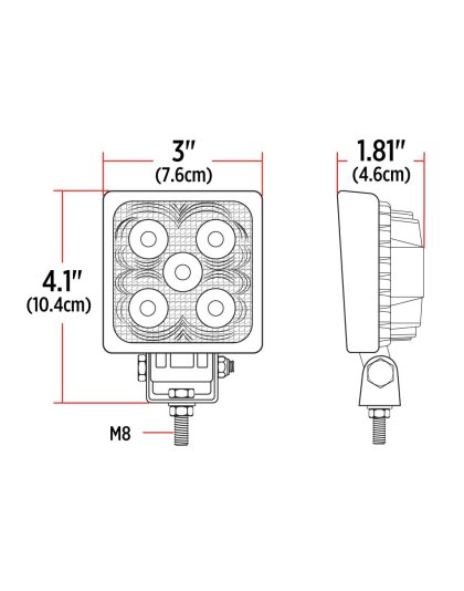 3″ Mini Square LED Work Lamp – Flood Beam | 1000 Lumens | Part Number: TLED-U33