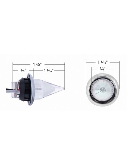 4 LED Dual Function Mini Spike Light With SS Bezel (Clearance/Marker) - Blue LED/Clear Lens | Part Number: 34845