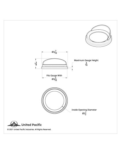 Pyrometer Gauge Bezel With Visor For Kenworth/Peterbilt - Classic Design | Part Number: 20532