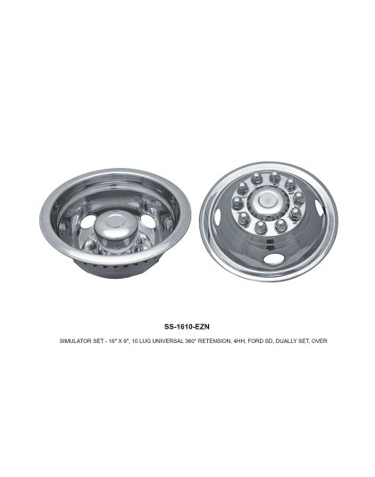 Polished Stainless Steel Wheel Simulator for Ford 16&quot; 10 Lug | Part Number: SS-1610-EZN