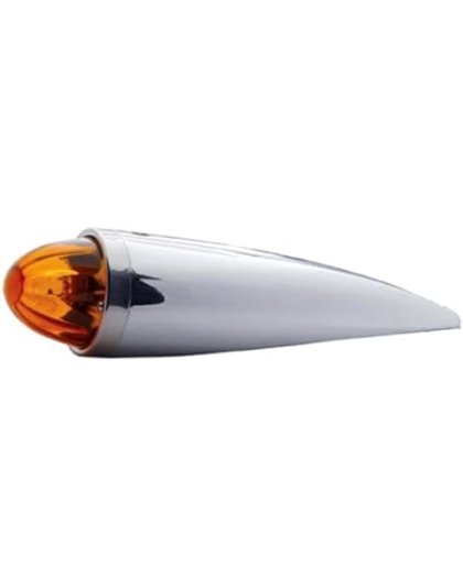 Chrome Die Cast Torpedo Cab Light with Watermelon Glass Lens - Amber Lens | Part Number: UPI30534