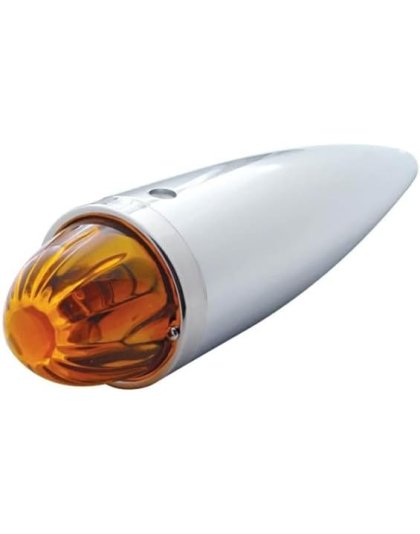 Chrome Die Cast Torpedo Cab Light with Watermelon Glass Lens - Amber Lens | Part Number: UPI30534