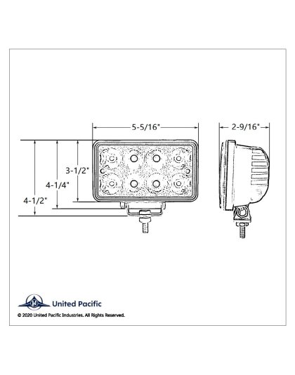 8 High Power LED Rectangular Work Light With Chrome Reflector | Part Number: 36507