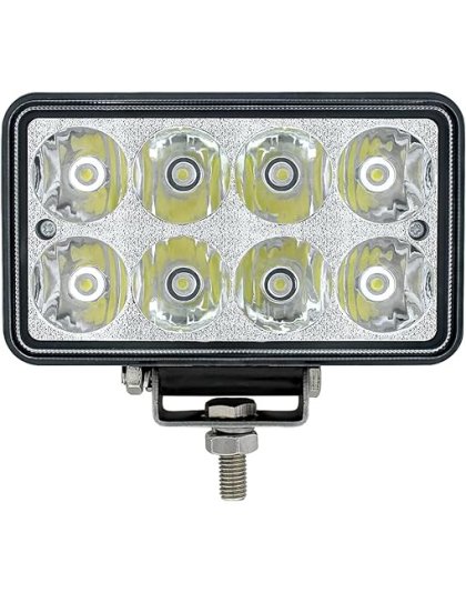 8 High Power LED Rectangular Work Light With Chrome Reflector | Part Number: 36507