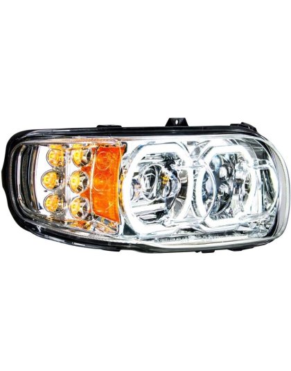 High Power 10 LED Chrome Headlight With 6 LED Turn &amp; 100 LED Halo For 2008-2023 Peterbilt 389- Passenger | Part Number: 35785