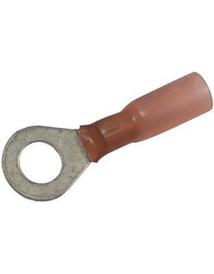 22-16 AWG Crimp &amp; Heat Shrink Brazed 1/4&quot; Ring w/Adhesive Lined Sleeve  100 pcs | Part Number: 2213A