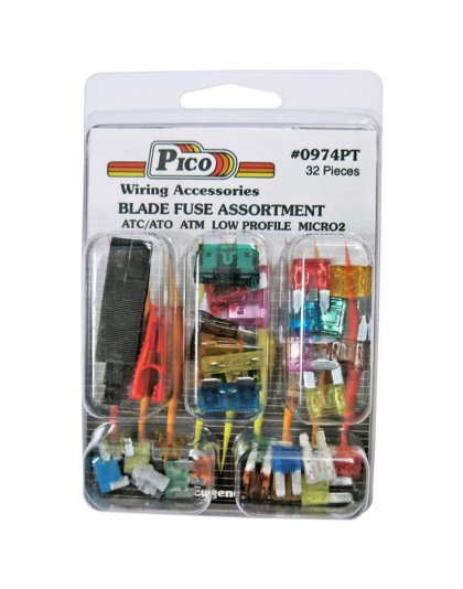 Blade Fuse Assortment ATC/ATO  ATM Mini  Low Profile  Micro2 - Kit Clam 32 pcs | Part Number: 0974PT