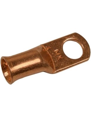 4 AWG Solid Copper Closed End Tubular 3/8&quot; Ring Solder or Crimp - 2 pack| Part Number: 4239D