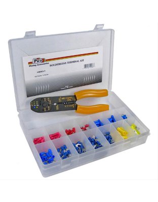 Solderless Terminal Assortment &amp; Tool 230 Pcs 12 Sizes in 10-3/4x7&quot; Plastic Kit  | Part Number: 0003-T