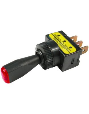 On-Off Toggle Illuminated LED Red SPST Switch 1/2&quot; Hole 1/4&quot; Tabs 12V 10A | Part Number: 5560C