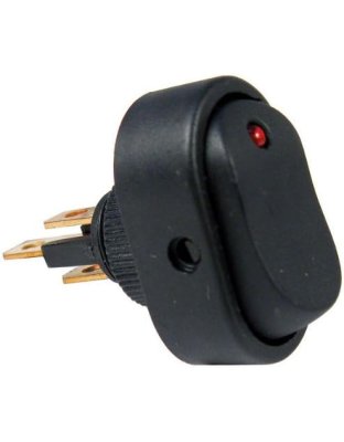 On-Off Oblong Rocker Illuminated Red LED Switch 1/2&quot; Hole 1/4&quot; Tab 12V 25A 1 pc | Part Number: 5584C