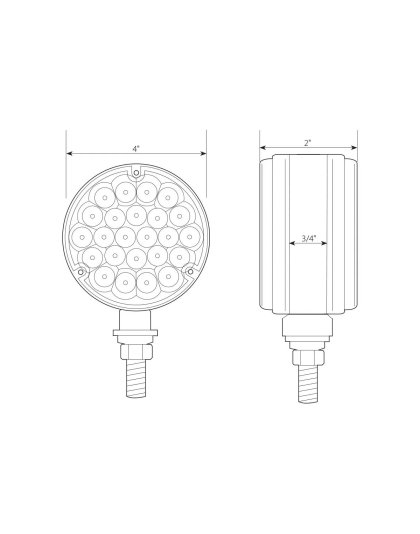 Amber/Red 4&quot; Round Double Faced 24-LED Pedestal Light with Chrome Die Cast Housing | Part Number: 78360