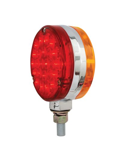 Amber/Red 4&quot; Round Double Faced 24-LED Pedestal Light with Chrome Die Cast Housing | Part Number: 78360