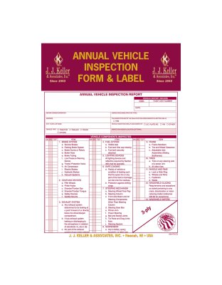 Annual Vehicle Inspection Report with Labels | Part Number: 99909