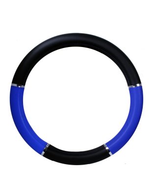 18&quot; Black And Blue Leather Steering Wheel Cover | Part Number : 54013