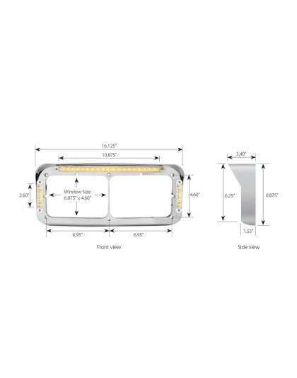 26 Amber LED Rectangular Headlight Bezel | Part Number: 87592