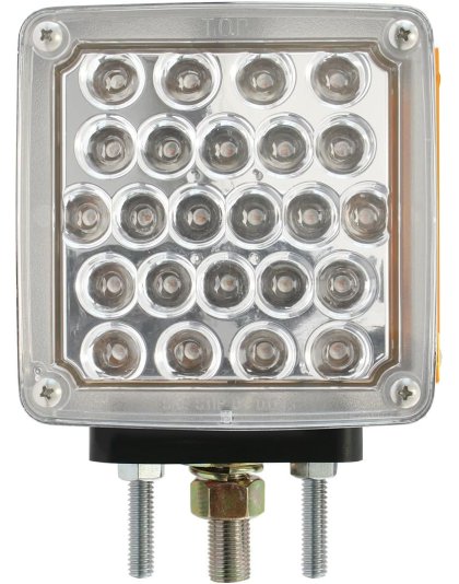 Square Double Face Pearl LED Pedestal Light Driver Side Amber/Red with Clear Lens | Part Number: 77623