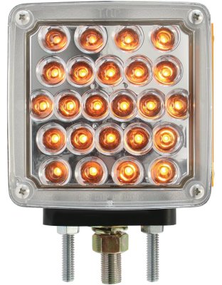 Square Double Face Pearl LED Pedestal Light Driver Side Amber/Red with Clear Lens | Part Number: 77623