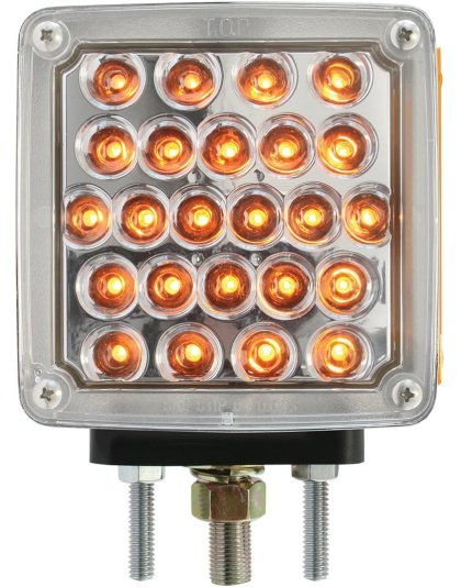 Square Double Face Pearl LED Pedestal Light Driver Side Amber/Red with Clear Lens | Part Number: 77623