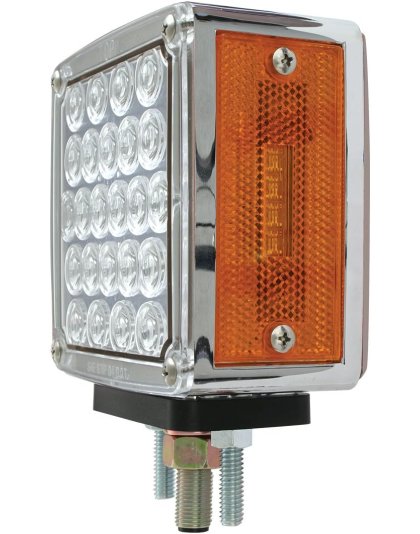 Square Double Face Pearl LED Pedestal Light Passenger Side Amber/Red with Clear Lens| Part Number: 77625