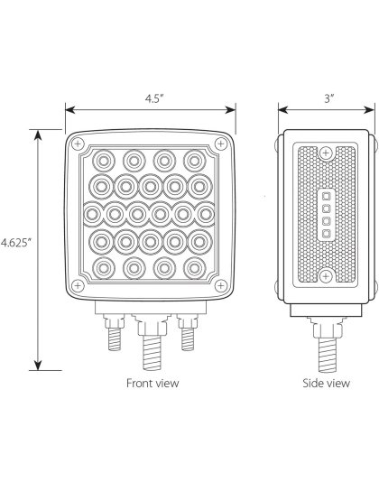 Square Double Face Pearl LED Pedestal Light Passenger Side Amber/Red with Clear Lens| Part Number: 77625