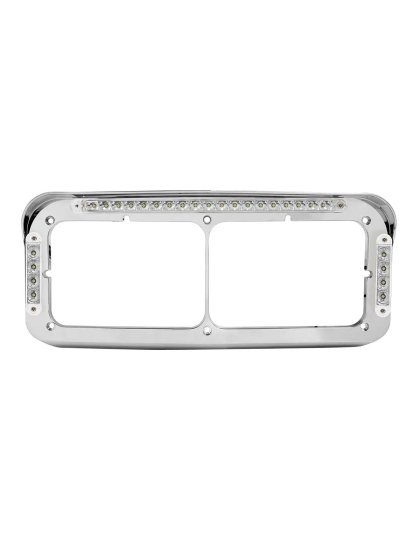 Rectangle Dual Headlight Bezel with Amber LED and Clear Lens  | Part Number: 87593