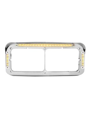 Rectangle Dual Headlight Bezel with Amber LED and Clear Lens  | Part Number: 87593