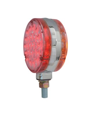 Amber/Red with Clear Lens 4&quot; Round Double Faced 24-LED Pedestal Light with Chrome Die Cast Housing | Part Number: 78363