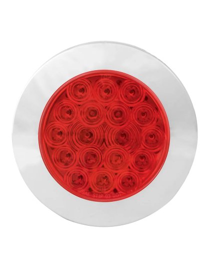 4″ Flange Mount Round Red LED Light with Chrome Bezel | Part Number: 75872