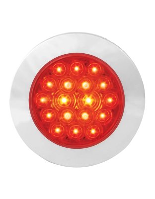 4″ Flange Mount Round Red LED Light with Chrome Bezel | Part Number: 75872