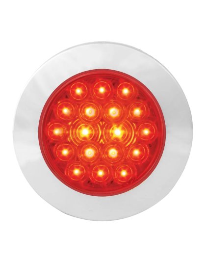 4″ Flange Mount Round Red LED Light with Chrome Bezel | Part Number: 75872