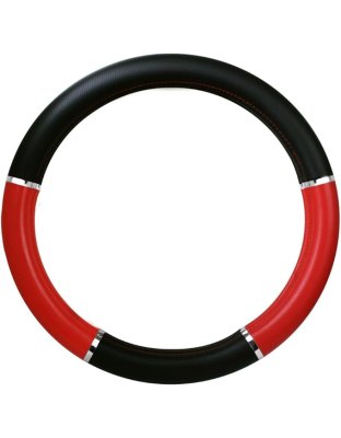 18&quot; Red And Black Leather Steering Wheel Cover | Part Number : 54014