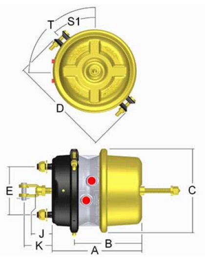 Type 30 Life Seal Chamber Spring Brake | Part Number: LCP3030