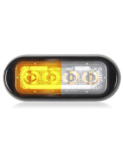 4 LED Rectangular Surface Mount Warning Amber / White Clear Lens | Part Number: M20484YWCL