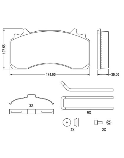 Disc Brake Pad Repair Kit 6403229342 Wabco Pads | Part Number: MPBD2061HD