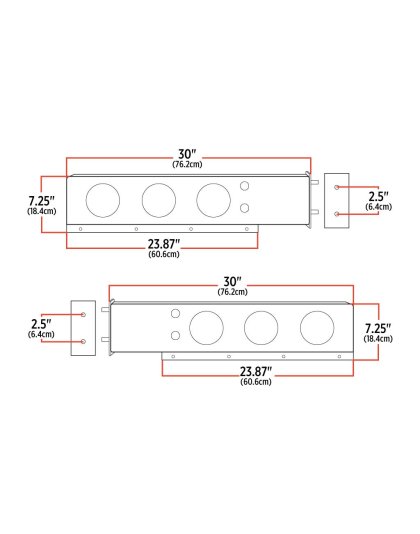 30″ LED Mud Flap Stainless Steel Hangers – 2 1/2″ Bolt Spacing | 4″ LEDs (Clear Lens) | Part Number: TU-9210LC