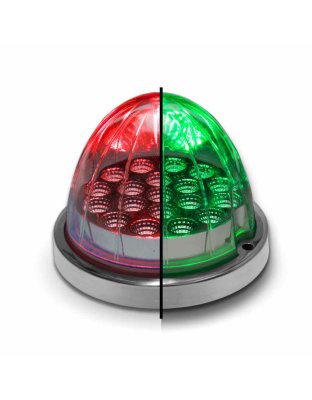 Dual Revolution Red/Green Watermelon LED with Reflector Cup &amp; Lock Ring (19 Diodes) | Part Number: TLED-WXRG