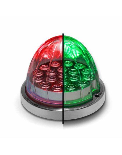 Dual Revolution Red/Green Watermelon LED with Reflector Cup &amp; Lock Ring (19 Diodes) | Part Number: TLED-WXRG