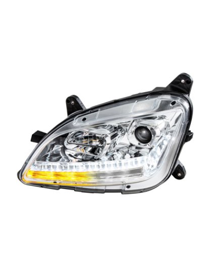 Chrome Projection Headlight With LED Sequential Turn and DRL For 2012-2021 Peterbilt 579- Driver | Part Number: 35779