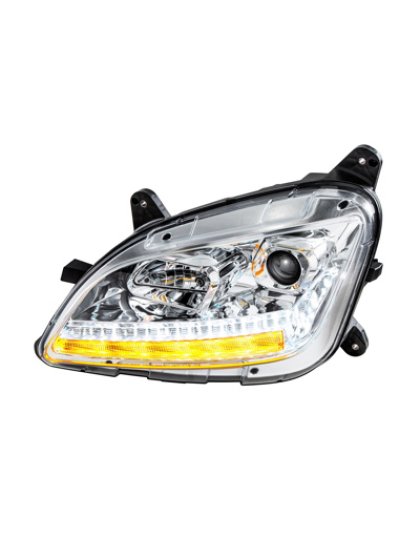 Chrome Projection Headlight With LED Sequential Turn and DRL For 2012-2021 Peterbilt 579- Driver | Part Number: 35779