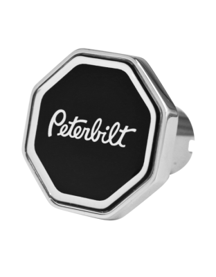 Peterbilt Logo Octagon Knob Black/Chrome 190 | Part Number: CK-PB-O-6090