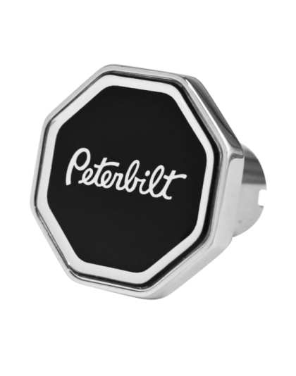 Peterbilt Logo Octagon Knob Black/Chrome 190 | Part Number: CK-PB-O-6090